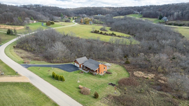 drone / aerial view with a rural view