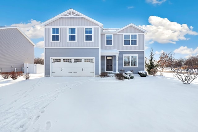 view of front of property featuring a garage