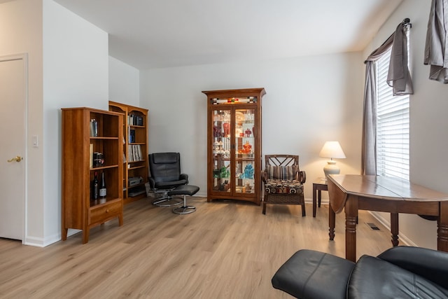 living area featuring light hardwood / wood-style flooring