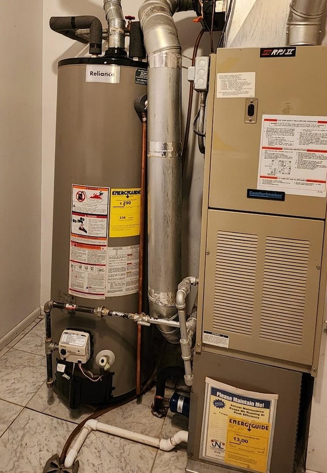 utilities with heating unit and water heater