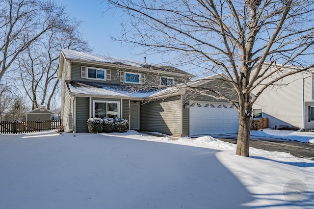 view of front property with a garage