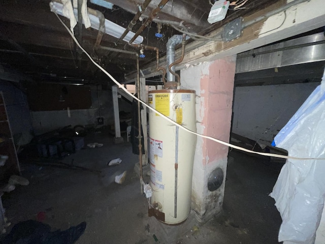 basement with water heater