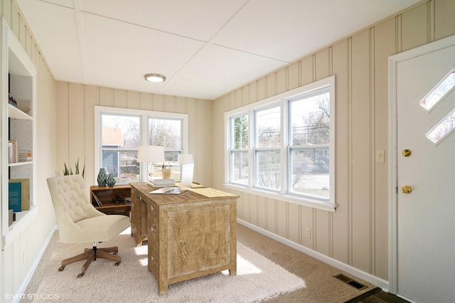 view of carpeted office space