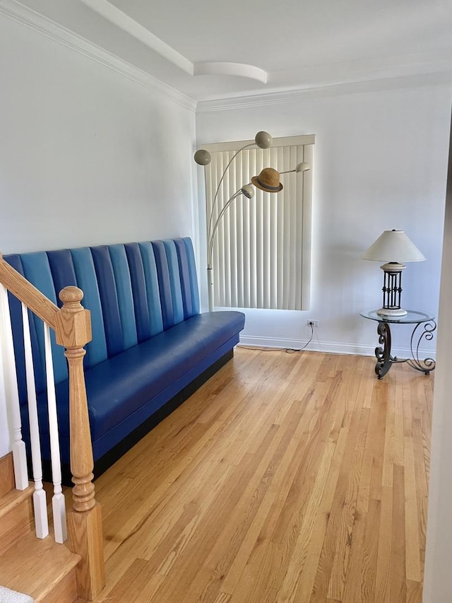 427 W Natoma Ave, Addison, IL 60101 - sitting room featuring wood finished floors, crown molding, and stairs