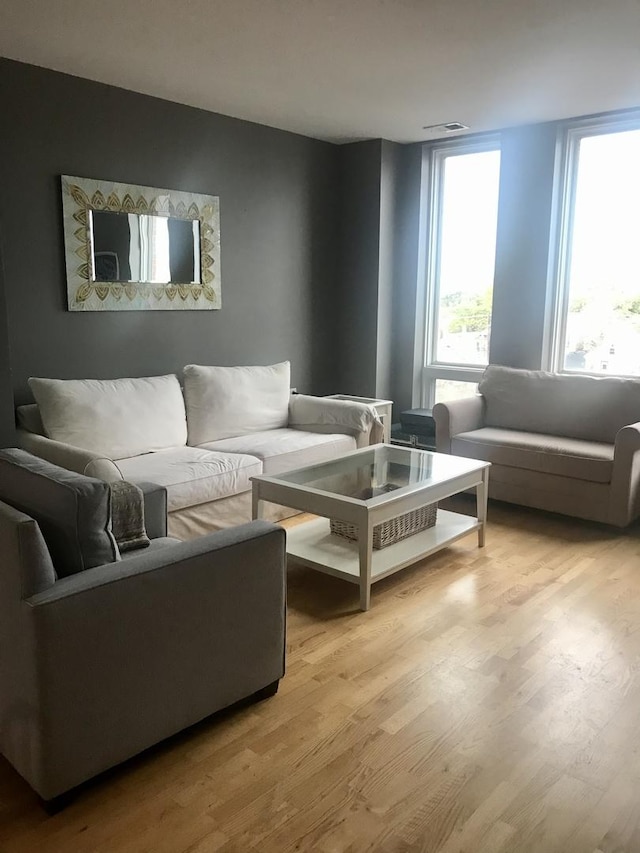 living room featuring light hardwood / wood-style flooring