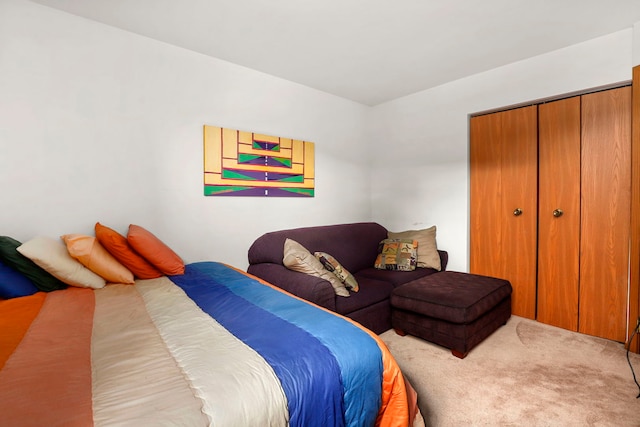 bedroom featuring a closet and carpet