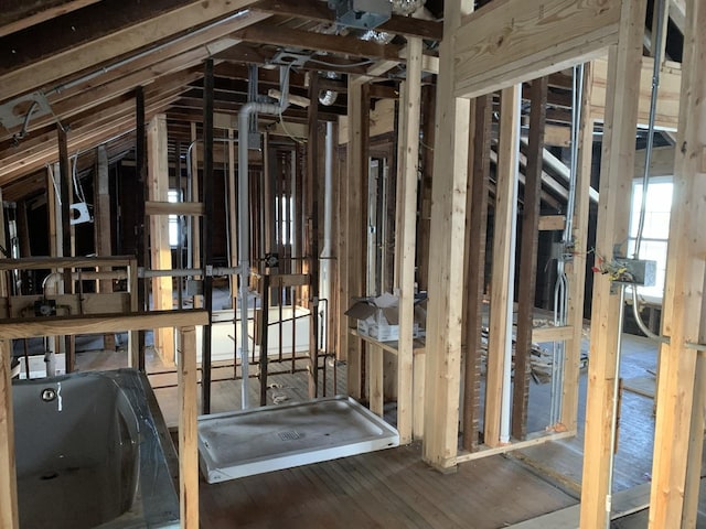 misc room with vaulted ceiling
