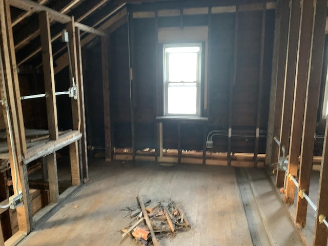 view of unfinished attic