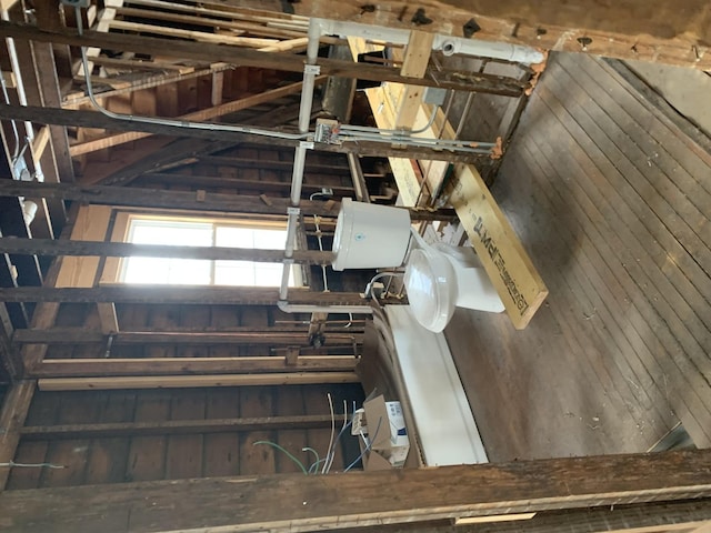 interior space featuring wooden walls