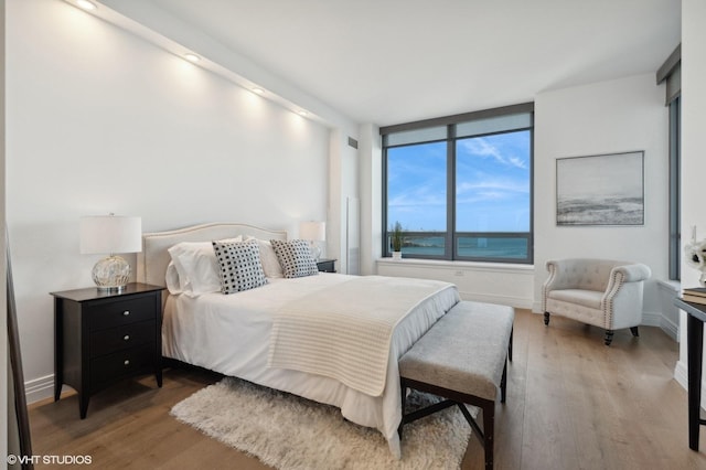 bedroom with hardwood / wood-style floors