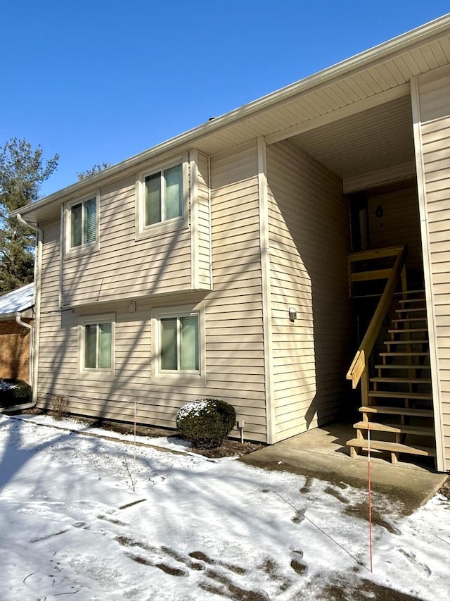 view of snowy exterior