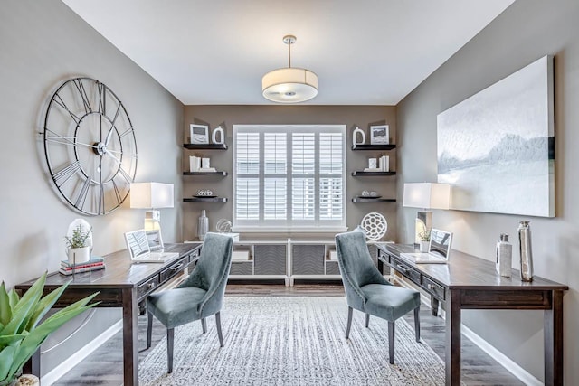 office space featuring hardwood / wood-style flooring