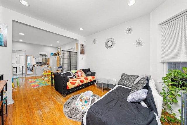 living room with hardwood / wood-style floors