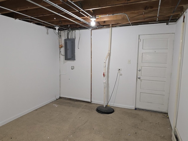 basement with electric panel