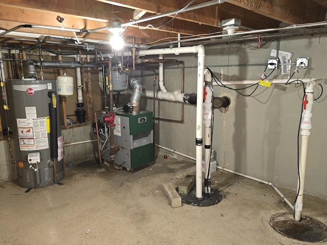 utility room with water heater