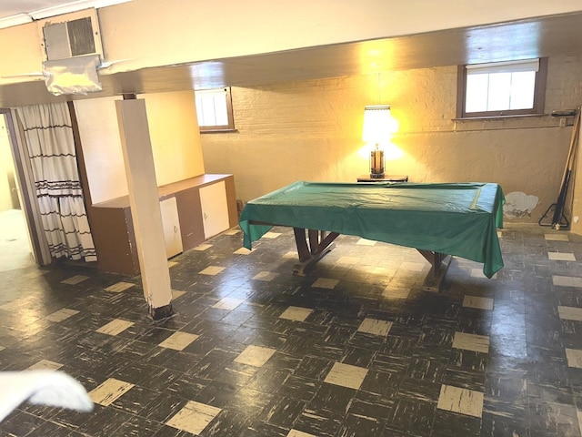 game room with pool table and tile patterned floors