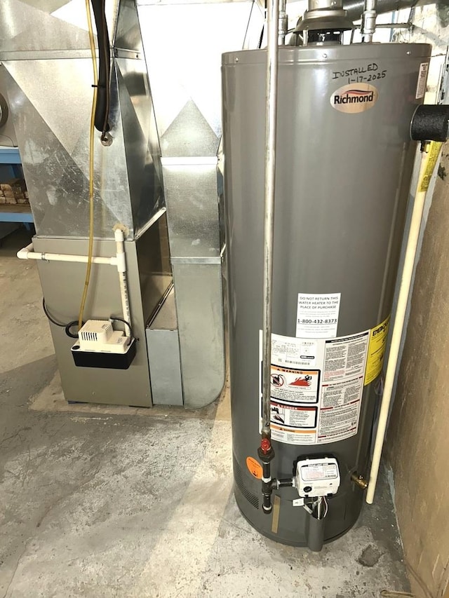 utilities featuring water heater and heating unit