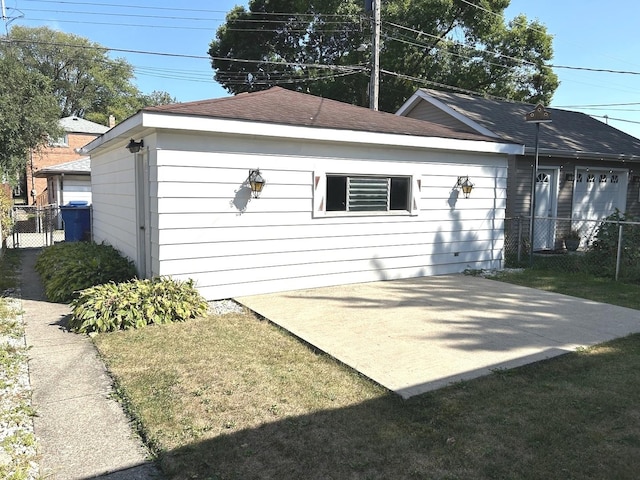 exterior space with fence and a patio