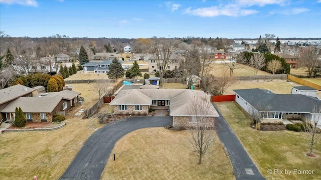 bird's eye view featuring a residential view