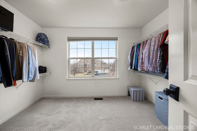 walk in closet with carpet and visible vents