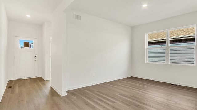 spare room featuring a healthy amount of sunlight and light wood-type flooring