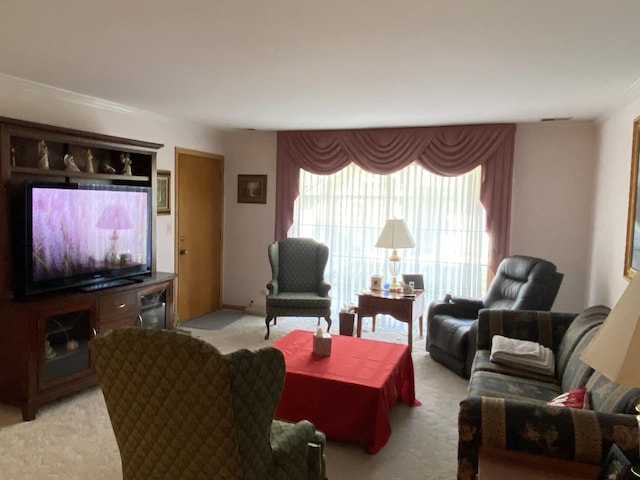 living room with light carpet