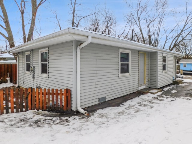 view of snow covered exterior