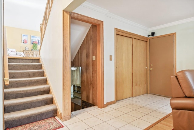 interior space featuring crown molding