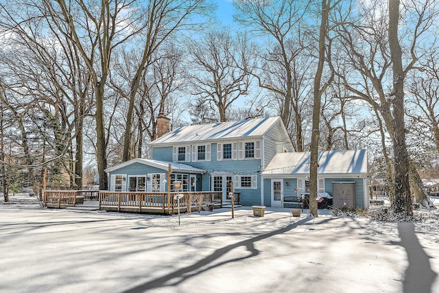 view of front of property with a deck