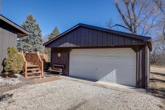 view of detached garage