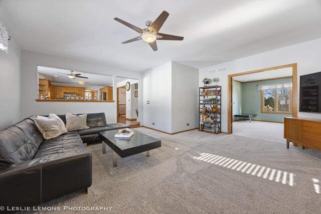 15022 S Woodcrest Ave, Homer Glen, IL 60491 - living area featuring ceiling fan and carpet