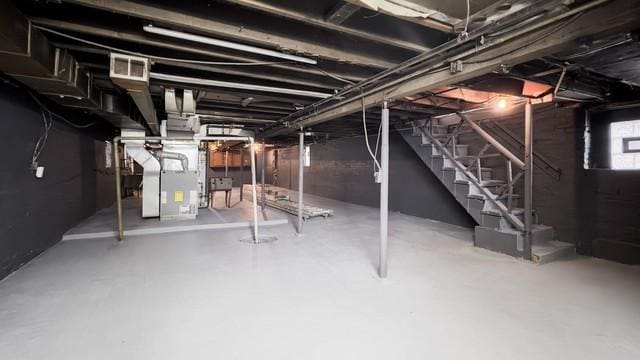 basement with heating unit