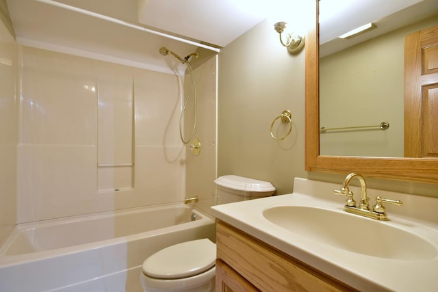 full bathroom with shower / washtub combination, vanity, and toilet