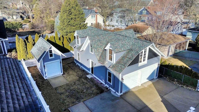 aerial view with a residential view