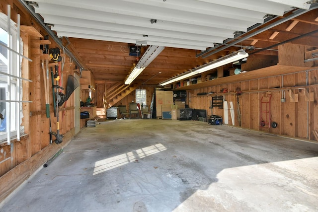 garage with a garage door opener