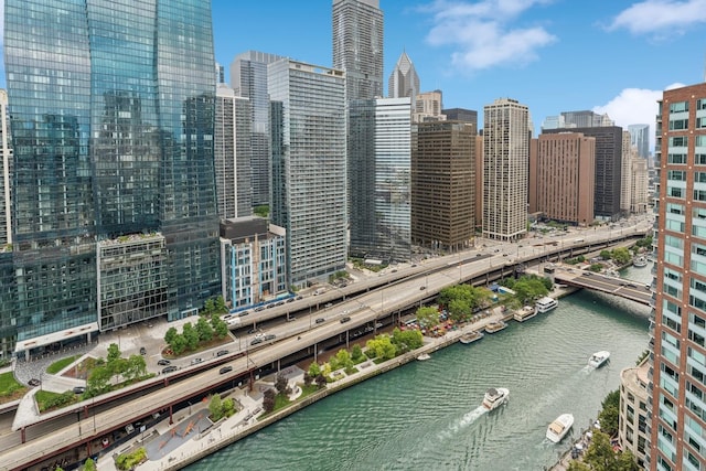 city view with a water view