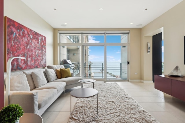 view of tiled living room