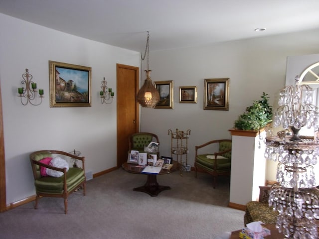 sitting room with carpet