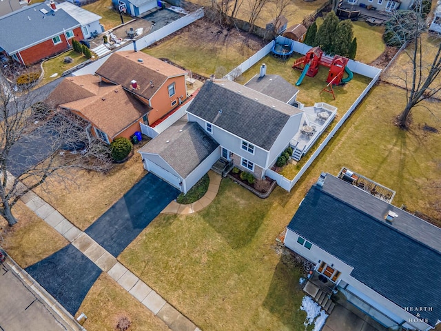 bird's eye view with a residential view