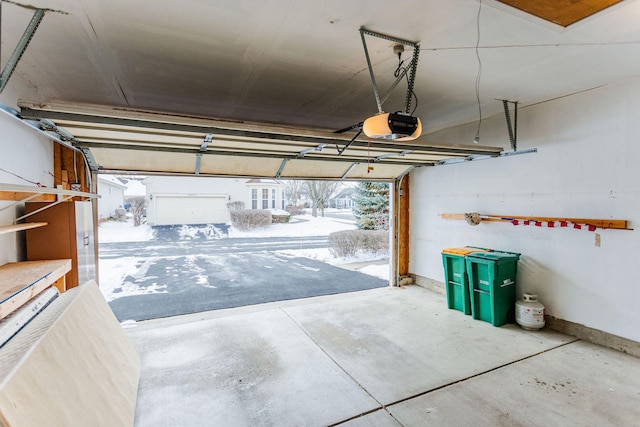 garage with a garage door opener