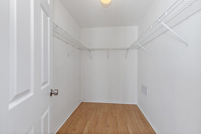 walk in closet with hardwood / wood-style floors