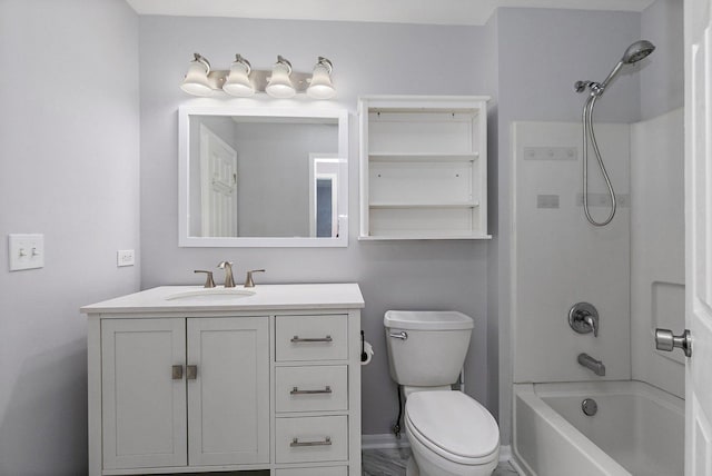 full bathroom with vanity, shower / washtub combination, and toilet