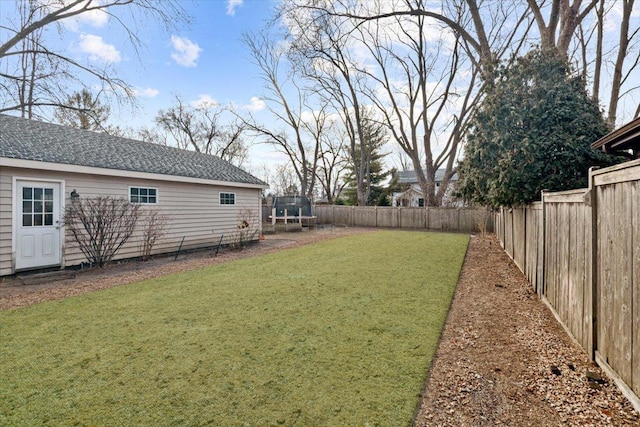 view of yard with a fenced backyard