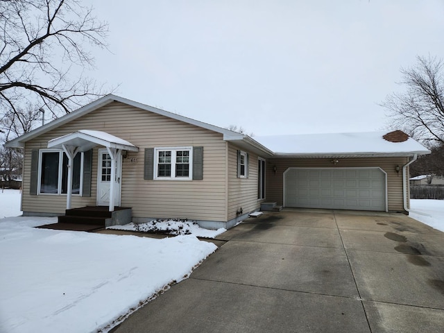 single story home with a garage