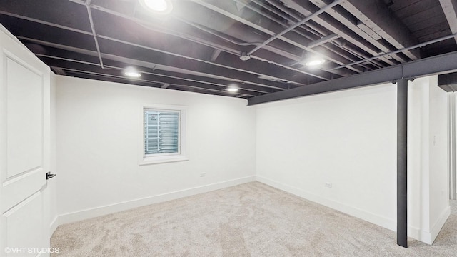 basement with carpet floors