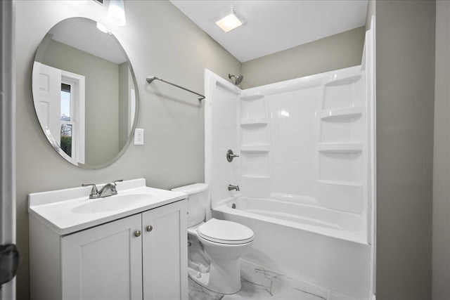 full bathroom featuring vanity, toilet, and shower / bath combination