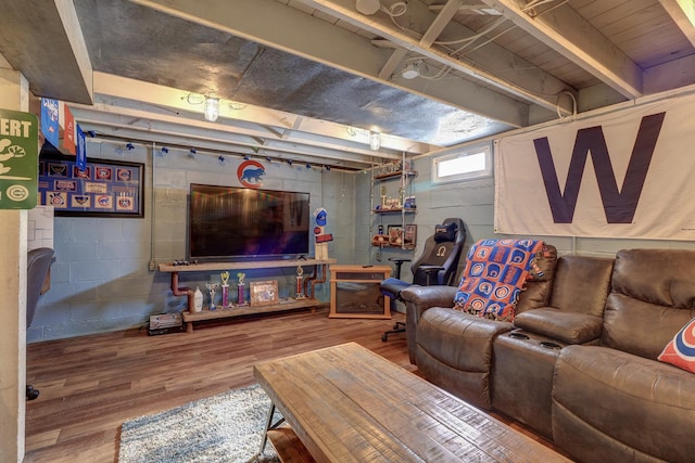 living room with wood-type flooring