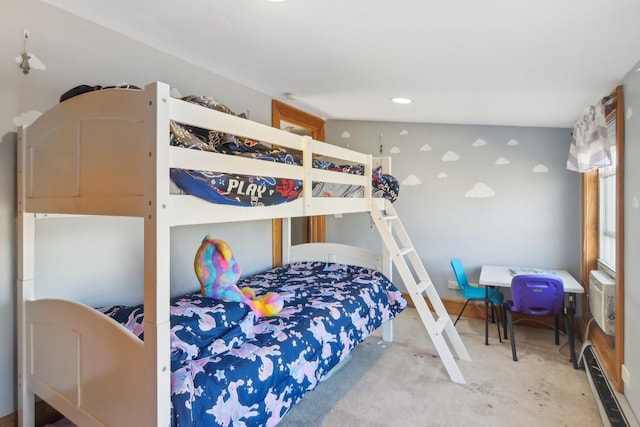 bedroom with concrete floors