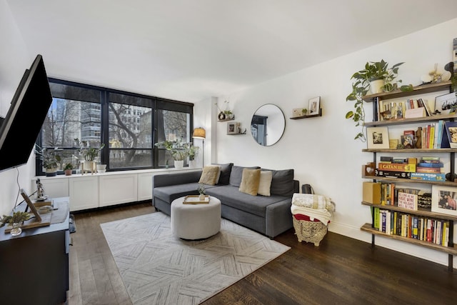 living room featuring dark hardwood / wood-style floors