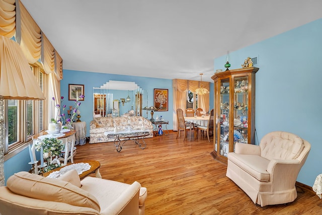 living room featuring wood-type flooring